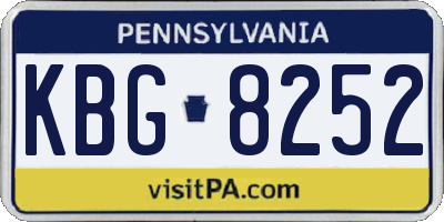 PA license plate KBG8252