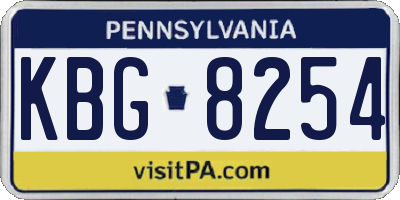 PA license plate KBG8254