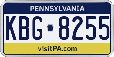PA license plate KBG8255