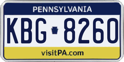 PA license plate KBG8260