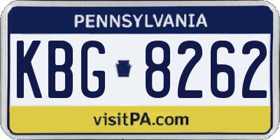 PA license plate KBG8262