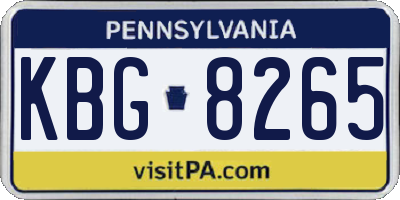PA license plate KBG8265