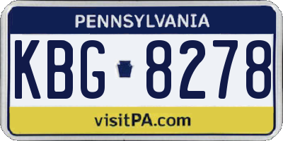 PA license plate KBG8278