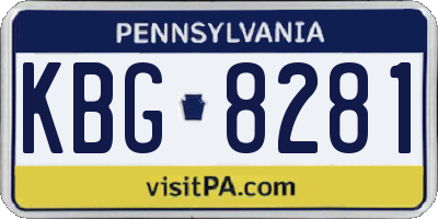PA license plate KBG8281