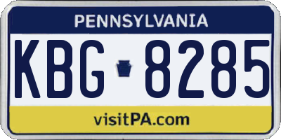 PA license plate KBG8285