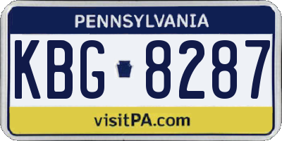 PA license plate KBG8287