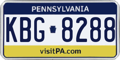 PA license plate KBG8288