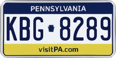 PA license plate KBG8289