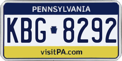 PA license plate KBG8292