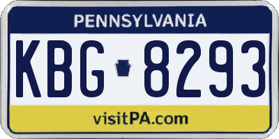 PA license plate KBG8293