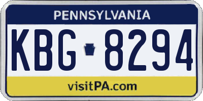 PA license plate KBG8294