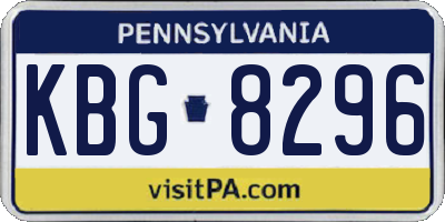 PA license plate KBG8296