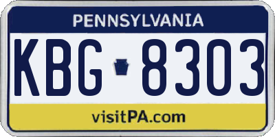 PA license plate KBG8303