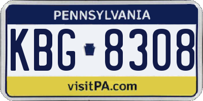 PA license plate KBG8308