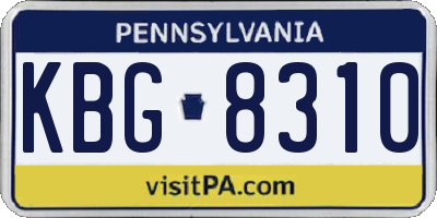 PA license plate KBG8310