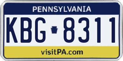 PA license plate KBG8311
