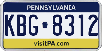 PA license plate KBG8312