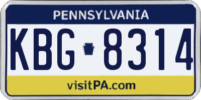 PA license plate KBG8314