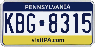 PA license plate KBG8315