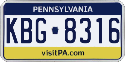 PA license plate KBG8316