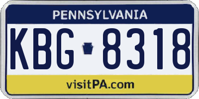 PA license plate KBG8318
