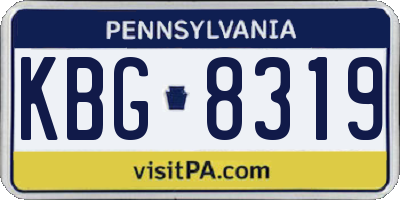 PA license plate KBG8319