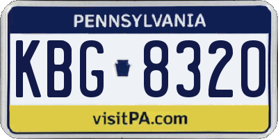 PA license plate KBG8320