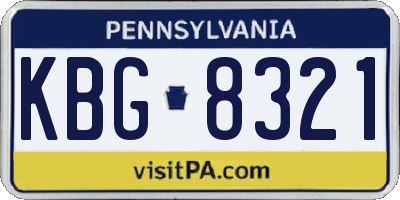 PA license plate KBG8321