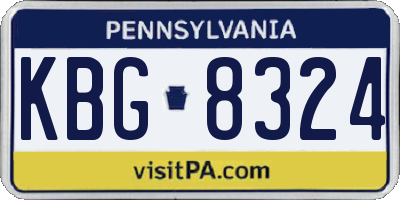 PA license plate KBG8324
