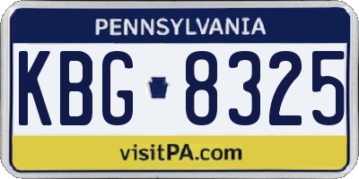 PA license plate KBG8325