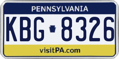 PA license plate KBG8326