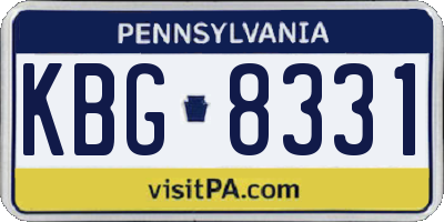 PA license plate KBG8331