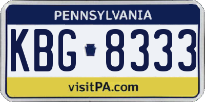 PA license plate KBG8333