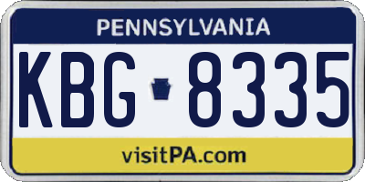 PA license plate KBG8335