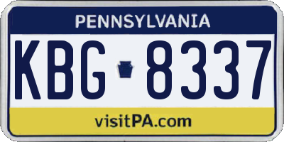 PA license plate KBG8337