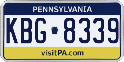 PA license plate KBG8339