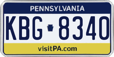 PA license plate KBG8340