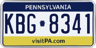PA license plate KBG8341