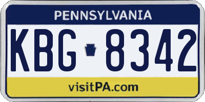 PA license plate KBG8342