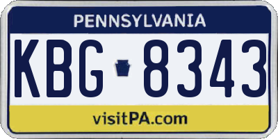 PA license plate KBG8343