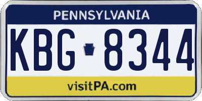PA license plate KBG8344