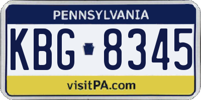 PA license plate KBG8345