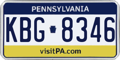 PA license plate KBG8346