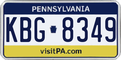 PA license plate KBG8349