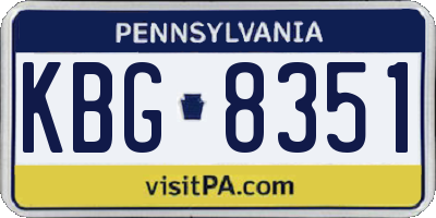 PA license plate KBG8351