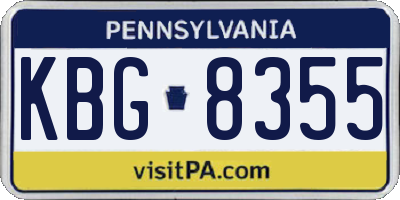 PA license plate KBG8355