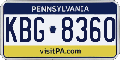 PA license plate KBG8360