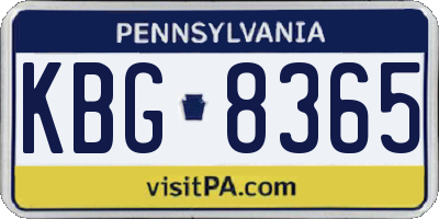 PA license plate KBG8365