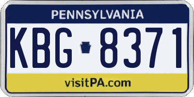 PA license plate KBG8371