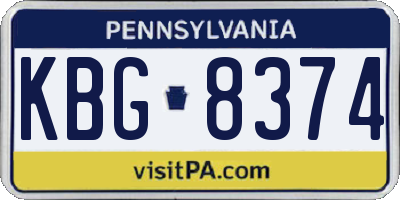 PA license plate KBG8374